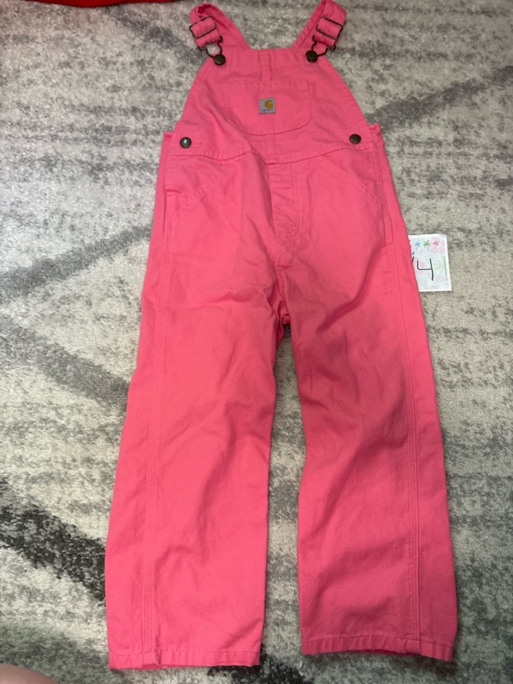Carhartt Pink Girls Bib Overalls with Adjustable Straps size 4t